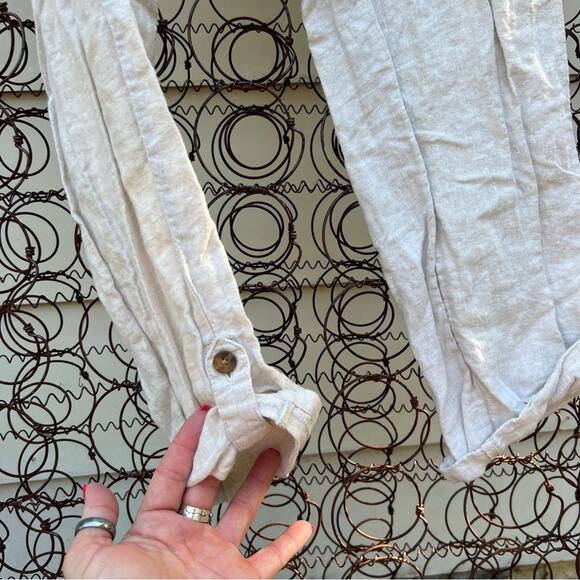 Lands’ End 12T Mid Rise Straight Leg Roll Tab Linen Pants - Picture 3 of 7